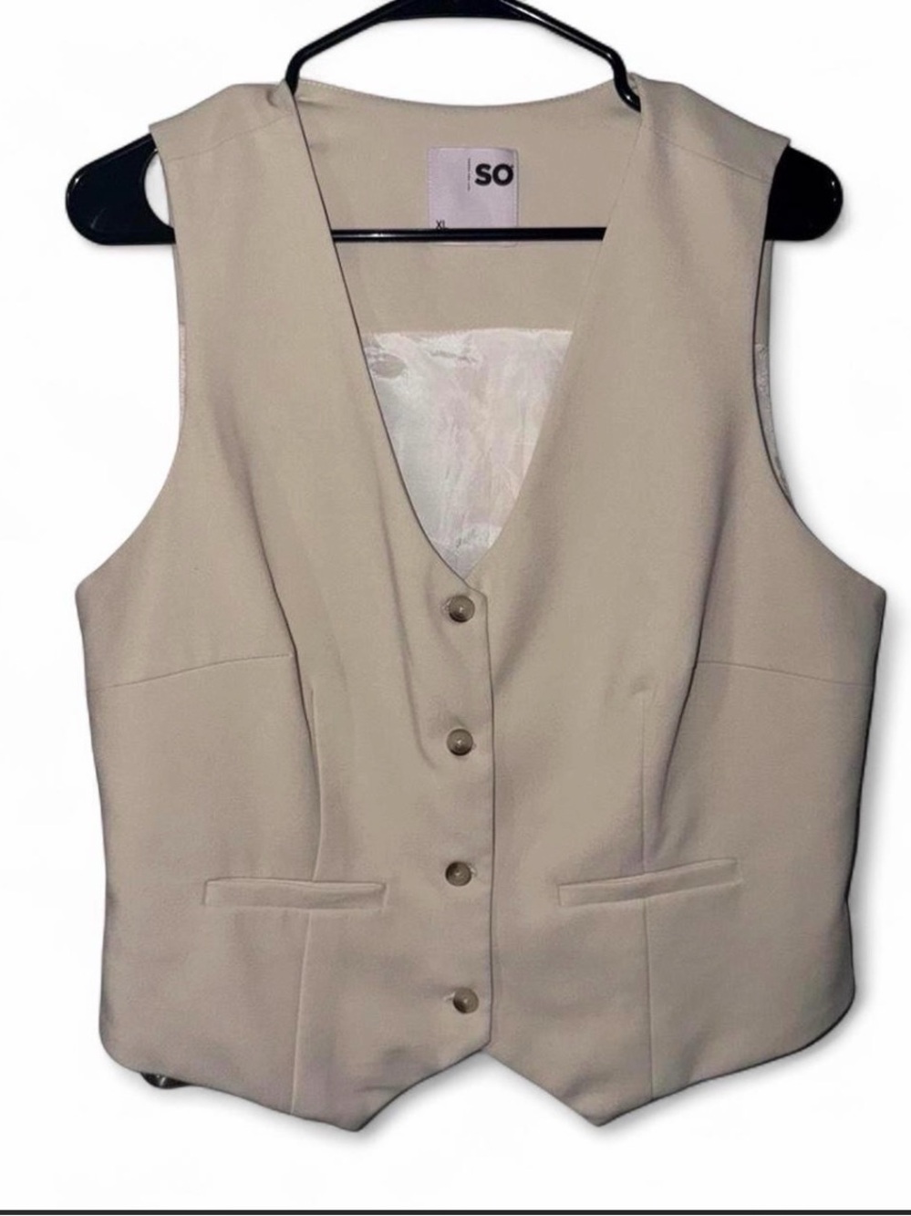 SO Women's Cream Tailored Button Vest